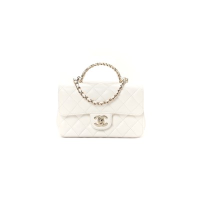 CHANEL MASTER LAMBSKIN QUILTED MINI CRYSTAL TOP HANDLE FLAP AS4140 (18*11.5*6.5cm)